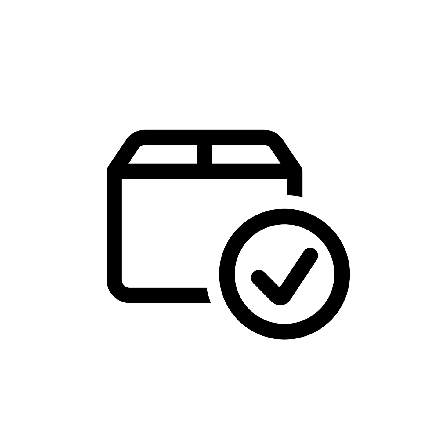 Black line art calendar icon with checkmark representing route package protection for shipping protection by Route