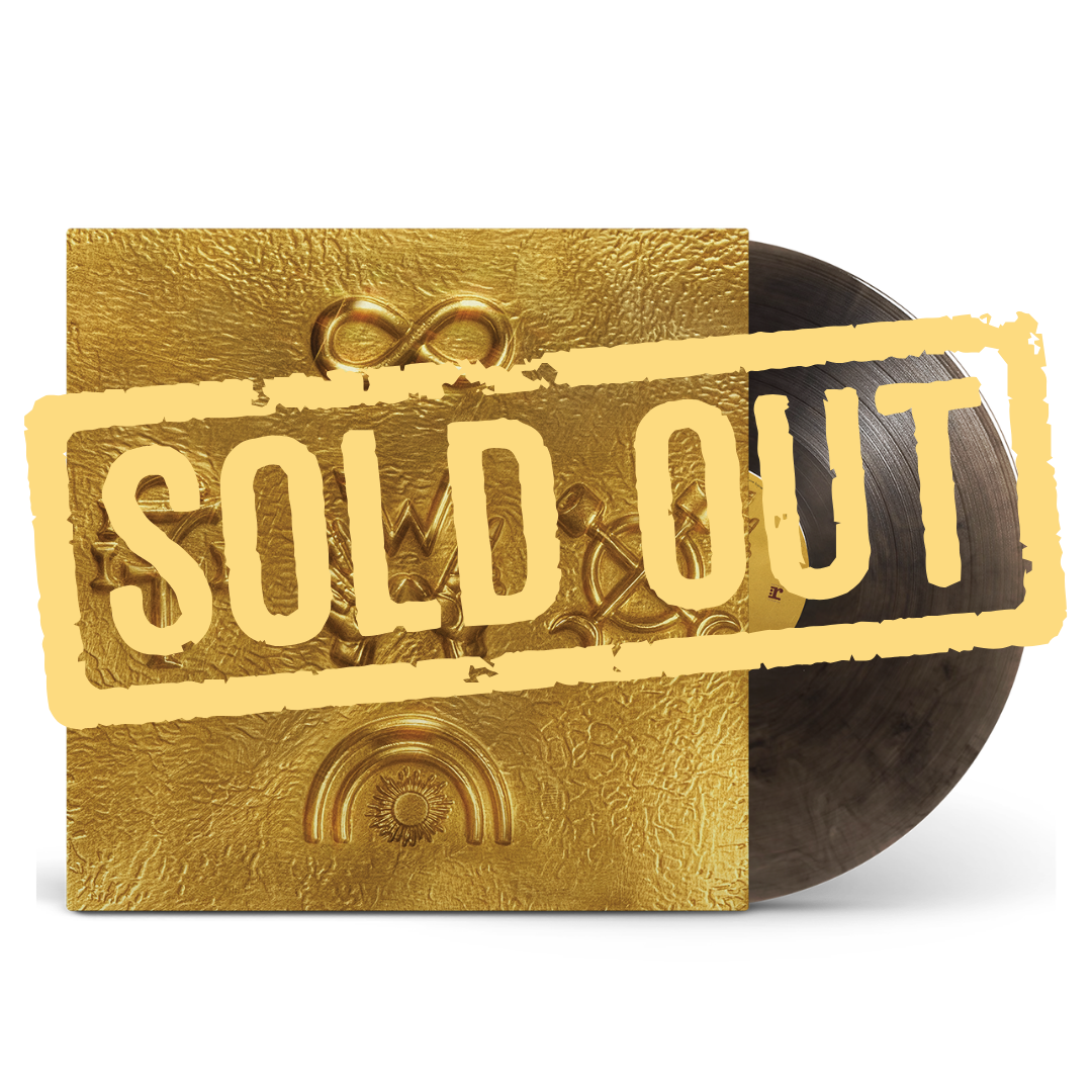 Weezer artifact wzr004 black gold vinyl featuring gold vinyl record with embossed infinity symbol and rainbow design cover