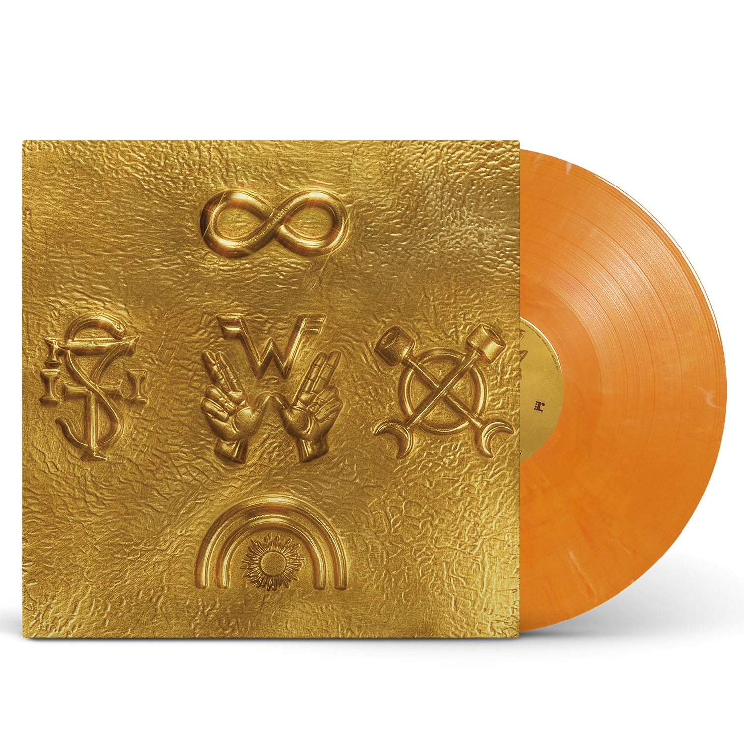 Weezer fool’s gold vinyl with gold textured record and orange translucent disc includes signed art card